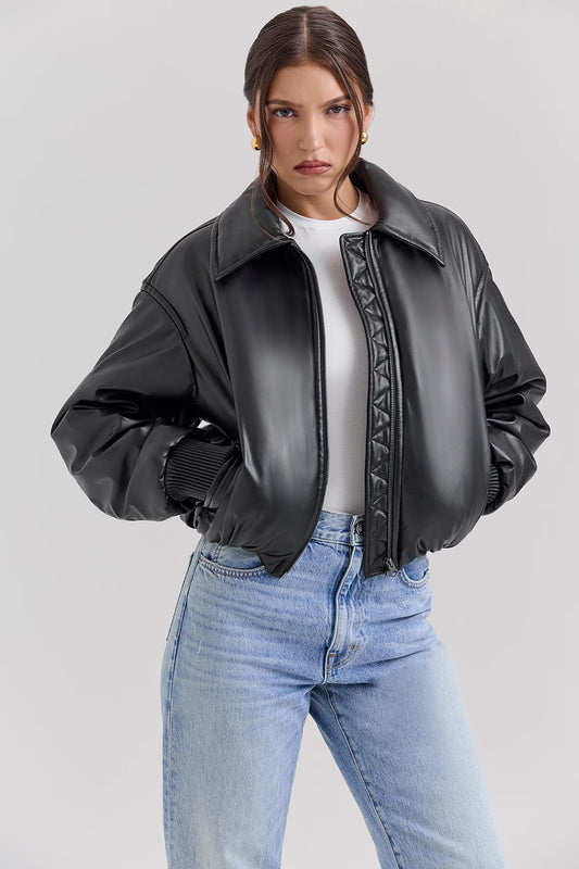 CLARA ROSE | VEGAN LEATHER BOMBER JACKET