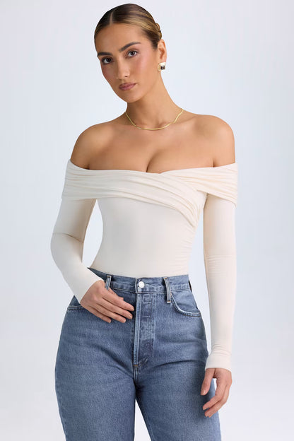 CLARA ROSE | OFF SHOULDER RUCHED BODYSUIT