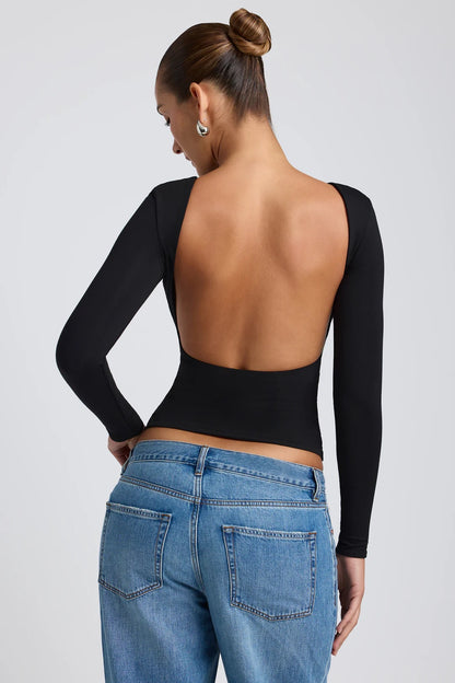 CLARA ROSE | LONG SLEEVE OPEN BACK TOP