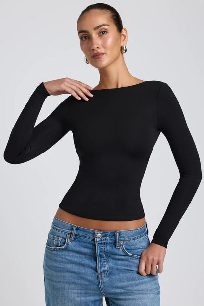 CLARA ROSE | LONG SLEEVE OPEN BACK TOP