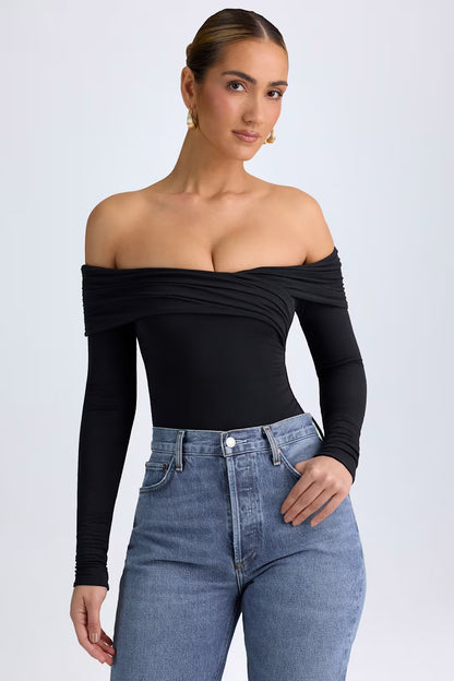 CLARA ROSE | OFF SHOULDER RUCHED BODYSUIT