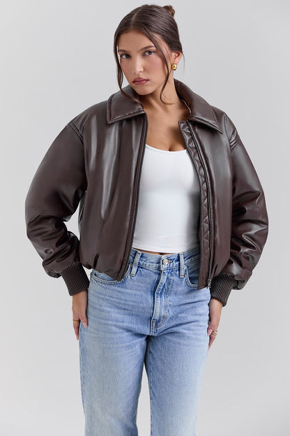 CLARA ROSE | VEGAN LEATHER BOMBER JACKET